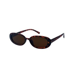 Tortoise shell oval sunglasses with brown lenses